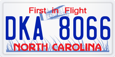 NC license plate DKA8066