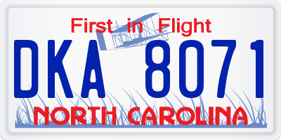 NC license plate DKA8071