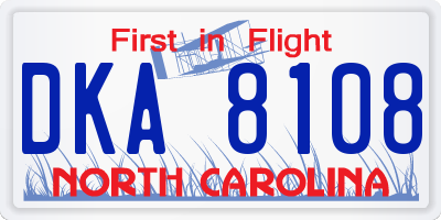 NC license plate DKA8108