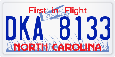 NC license plate DKA8133