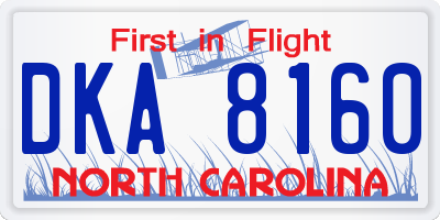 NC license plate DKA8160