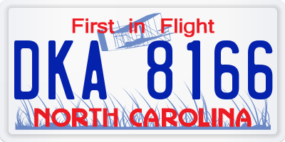 NC license plate DKA8166