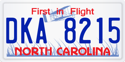NC license plate DKA8215