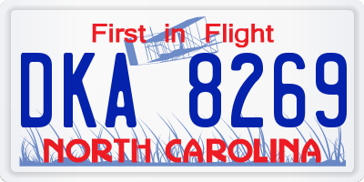NC license plate DKA8269