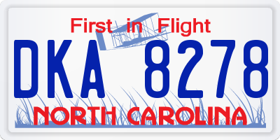 NC license plate DKA8278