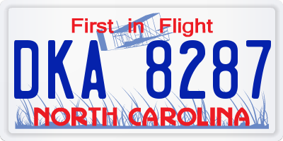 NC license plate DKA8287