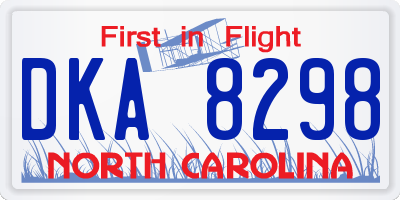 NC license plate DKA8298