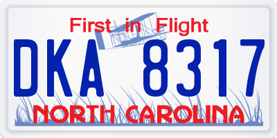 NC license plate DKA8317