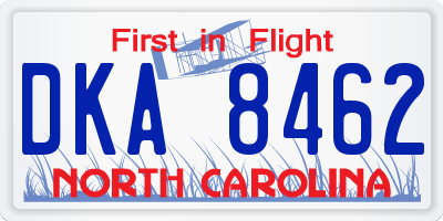 NC license plate DKA8462