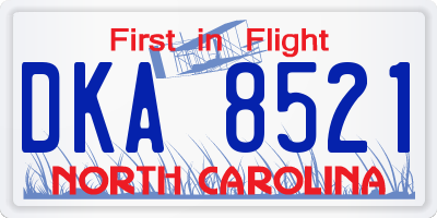 NC license plate DKA8521