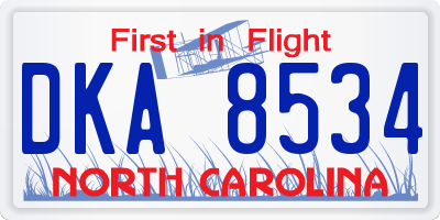 NC license plate DKA8534