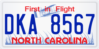 NC license plate DKA8567