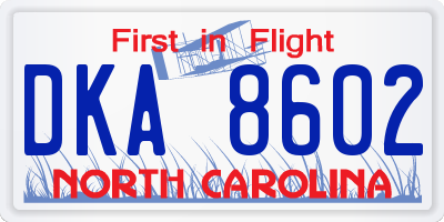 NC license plate DKA8602