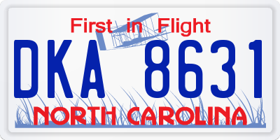 NC license plate DKA8631