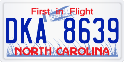 NC license plate DKA8639
