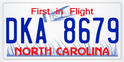 NC license plate DKA8679
