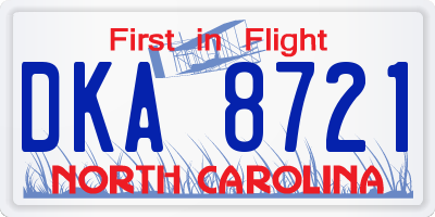 NC license plate DKA8721