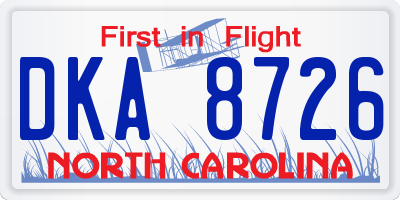 NC license plate DKA8726