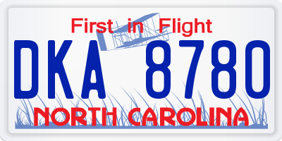 NC license plate DKA8780