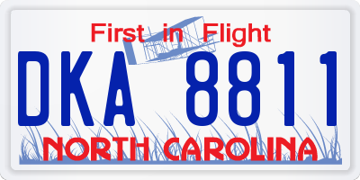 NC license plate DKA8811