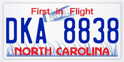NC license plate DKA8838