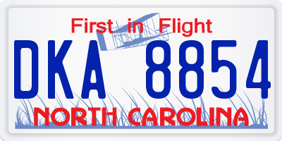 NC license plate DKA8854