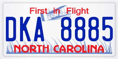 NC license plate DKA8885