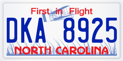 NC license plate DKA8925
