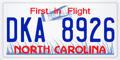 NC license plate DKA8926