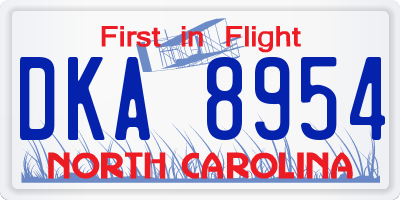 NC license plate DKA8954
