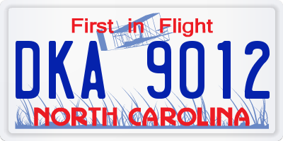 NC license plate DKA9012