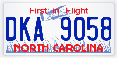 NC license plate DKA9058