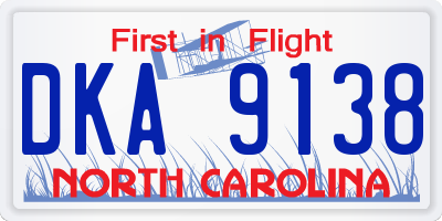 NC license plate DKA9138