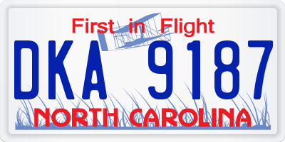 NC license plate DKA9187