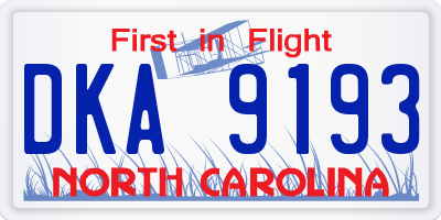 NC license plate DKA9193