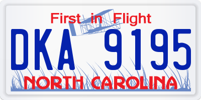 NC license plate DKA9195