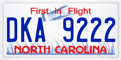 NC license plate DKA9222