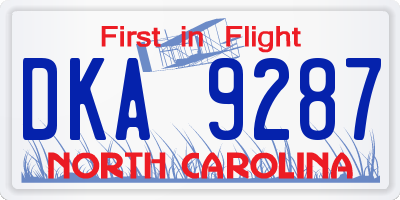 NC license plate DKA9287