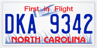 NC license plate DKA9342