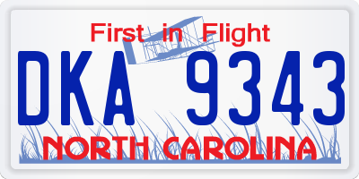 NC license plate DKA9343
