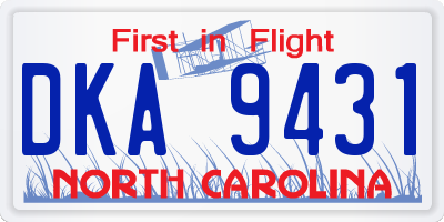 NC license plate DKA9431