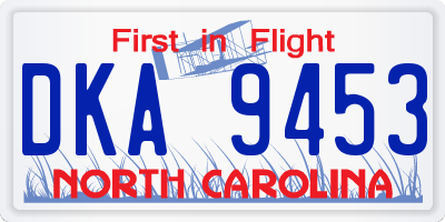 NC license plate DKA9453