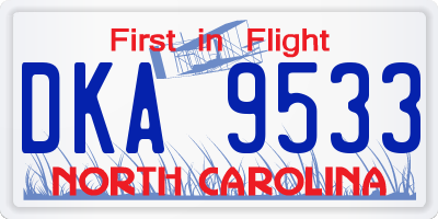 NC license plate DKA9533