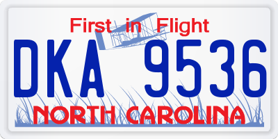 NC license plate DKA9536