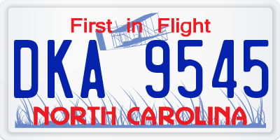 NC license plate DKA9545