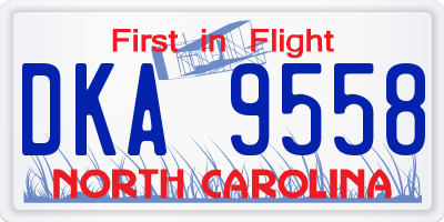 NC license plate DKA9558
