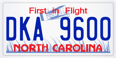 NC license plate DKA9600