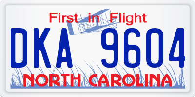 NC license plate DKA9604