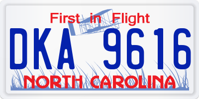 NC license plate DKA9616