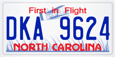 NC license plate DKA9624